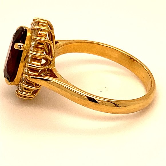 Red Tourmaline 3.57ct Diamonds 18K Cocktail Ring - Picture 3 of 6